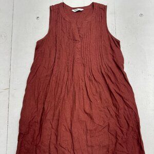 Sonoma Dark Orange Pleated Sleeveless V Neck Pocketed Dress
